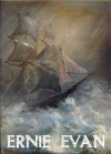 A painting of a ship on a stormy sea