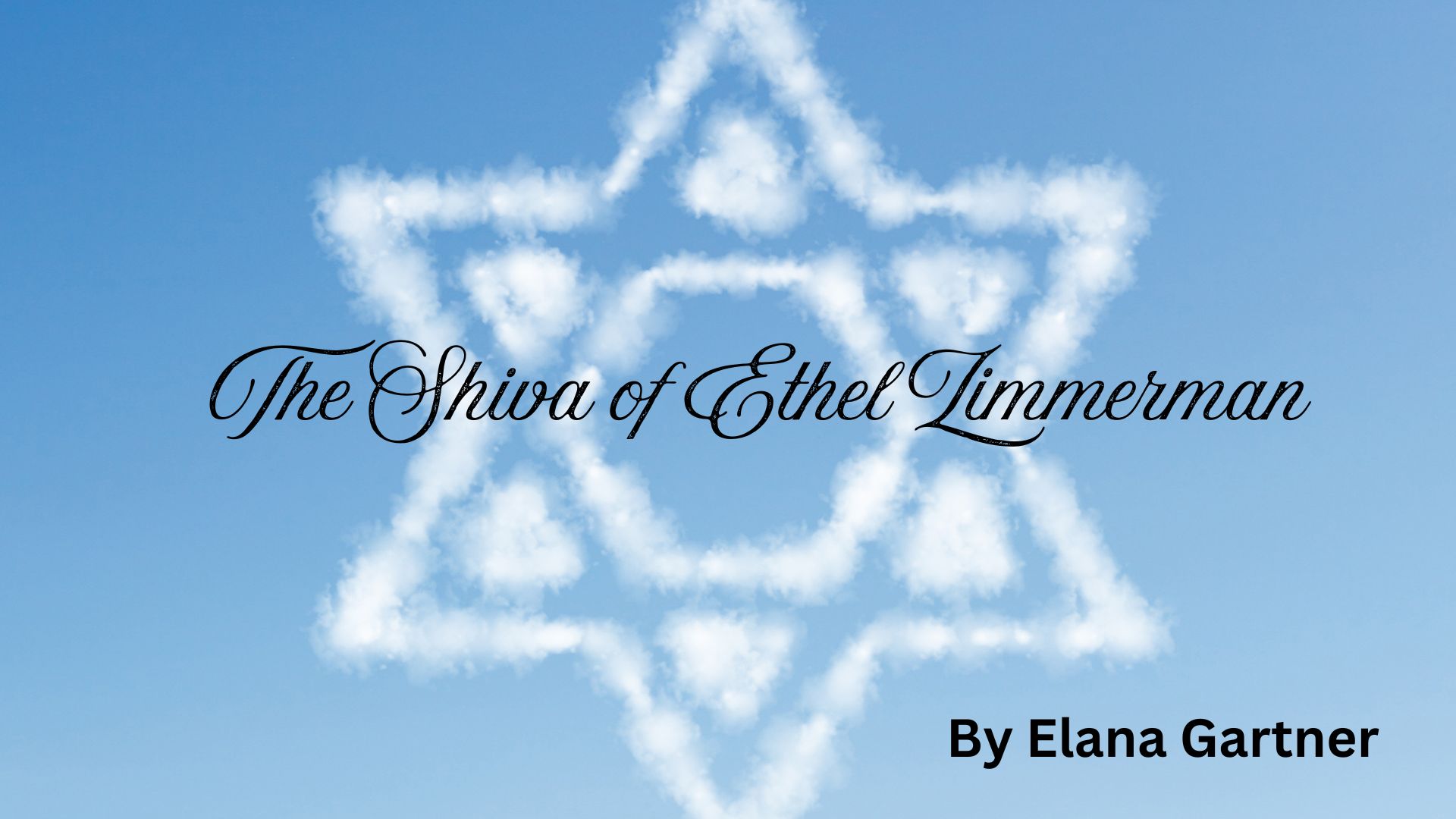 White clouds in the shape of a Star of David in a blue sky